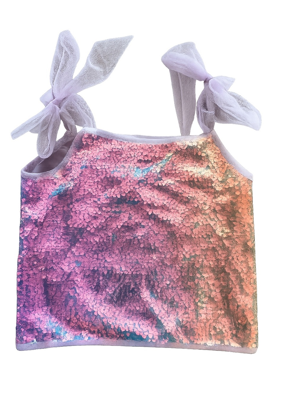 Mia Belle Girls Sequin Tie-Shoulder Tank Top - Pink Lavender - Size 10/12
